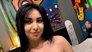 Closeup blowjob babe in lingerie sucks cock after casting