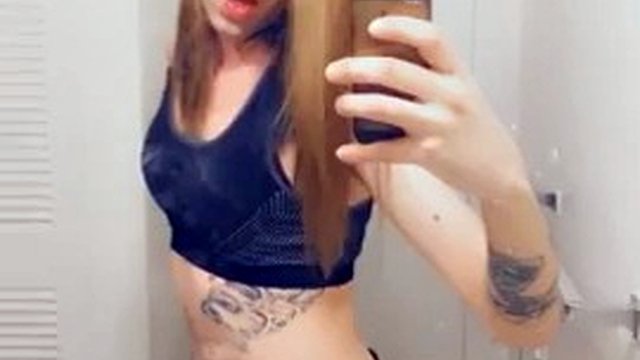 Cute trans takes off her satin pajamas to show her small penis