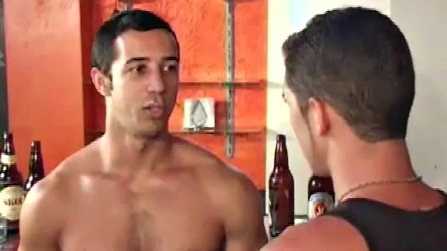 Antonio de Capos arrives at the restaurant where shirtless, muscular bartender Diogo da Syllva is cleaning up after a party the night before. Diogo's cock comes out and Antonio falls on top of him.