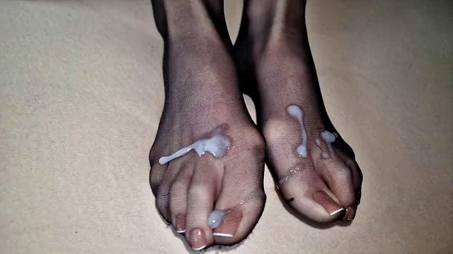 Nylon feet Cumshot compilation #4