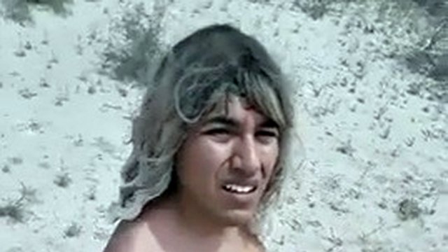 Trans slut walks all naked with delicious penis and heels in very hot public
