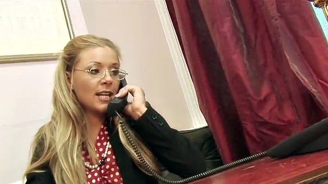 Blonde Secretary Gets Disciplined by Her Lesbian Boss with a Big Strapon for Her Skirt