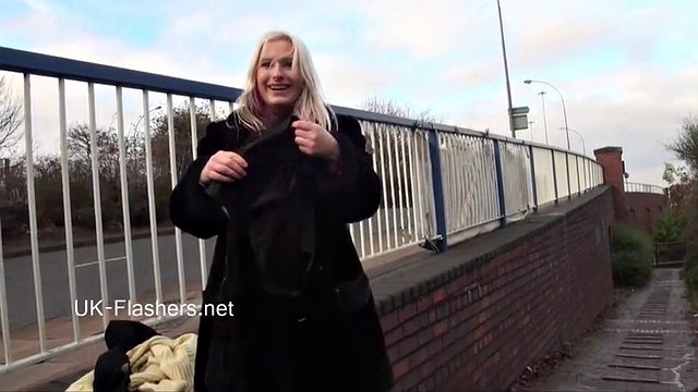 Busty blonde amateur gets naked in public places and pleasures samu