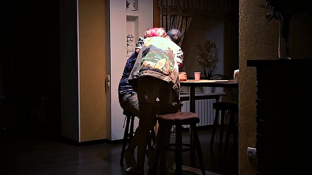 The girl beats the guy with her fists - He moans like a bitch! home funny scene