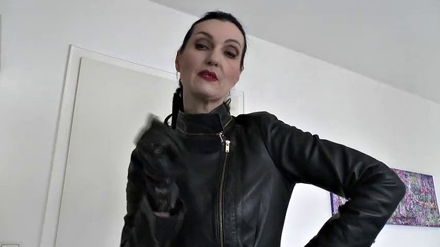 Sniffing Squeaky Leather Gloves, Hand Over Mouth Lady Victoria Valente Jerk off Instructions for Small Cocks