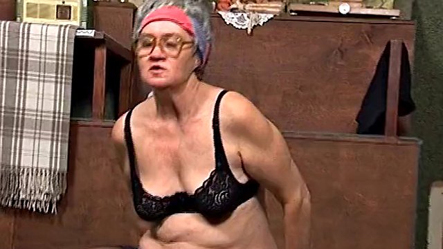 Granny loves young cock in her hairy pussy