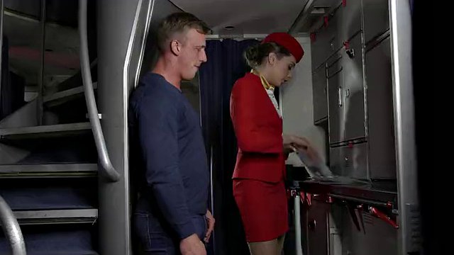 Quickie on the plane with the stewardess