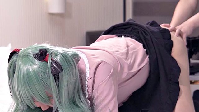 Hatsune Miku Vampire Cosplayer blir knullet, japansk hentai anime crossdresser cosplay 5