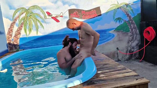 I caught it in the act myFather making out with his friend in the pool
