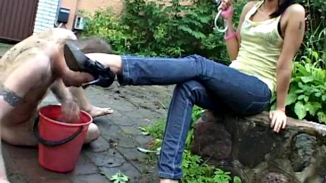 Humiliation of a slave in mud