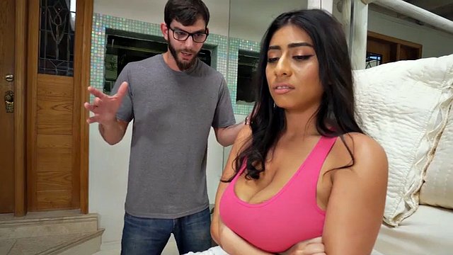 Violet Myers catches her stepbrother's cock and plays with her tits. mp4