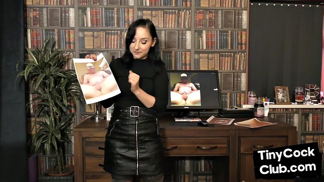 Dominatrix in leather skirt mocks losers in solo video