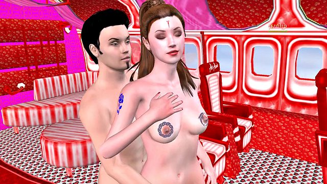 3D animated porn cartoon - beautiful couple enjoy foreplay pleasure