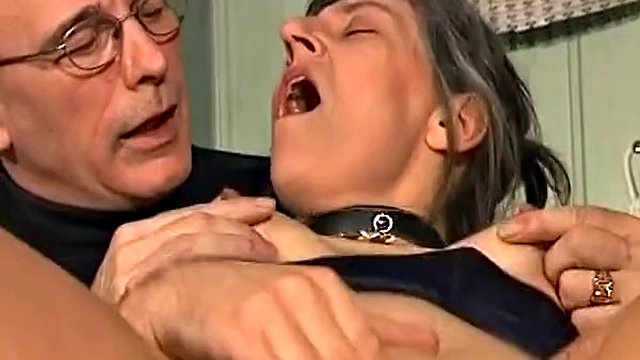 Threesome BDSM action with horny German mature bitch