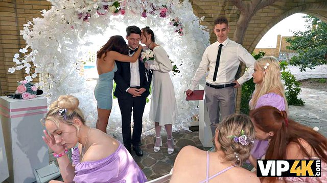 VIP4K. Hot bride is having a rough sex with a master of ceremonies, guests are shocked: Porn