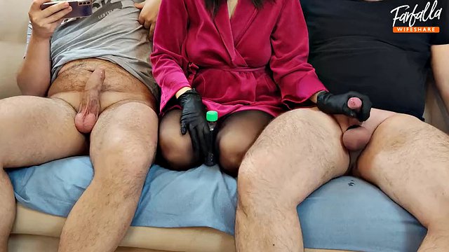 Sharing my wife with a friend. Threesome. MFM. Cuckold. Bisexual husband. Full scene