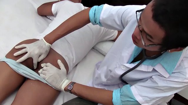 Slim Asian patient breeding with doctor after dick sucked