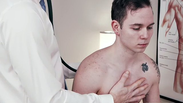 Little twink assfucked by the DILF doctor during the medical exam