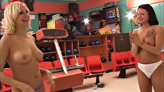 Lesbian Naked Bowling with Big Tits Play