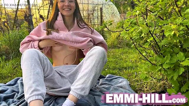 Skinny German Shemale Emmi-Hill Fingers Herself Wildly Outdoors in the Forest, Craving Risk