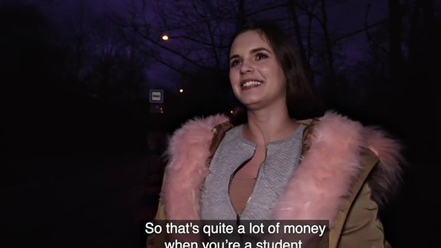 Roundass euro student gets bentover and gives bj for cash