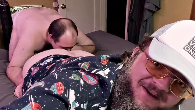 Good Vibes Only": Bubba's daddy bears kiss, make out, suck cock, lick ass, bareback fuck and blow big loads of cum and mustache.