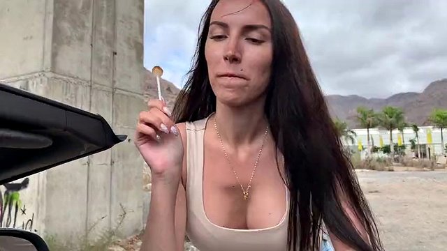 Picked up a slut on the road and fucked her in the pussy and in the mouth