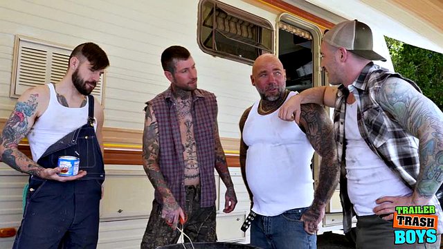 TRAILERTRASHBOYS Eddie Patrick And Greyson Myles Having A Wild Orgy Session: Porn