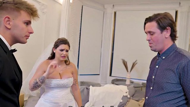 VIP4K. The bride spreads her legs in front of the wedding manager