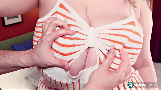 Brunette Molly Evans' Big Tits Tugs