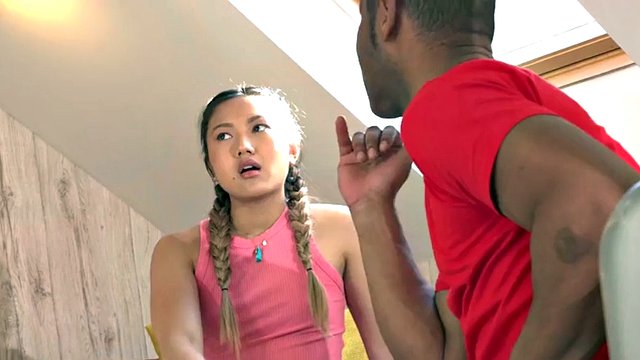 Cockhungry Asian babe pounded in hotel 3way by IR owner