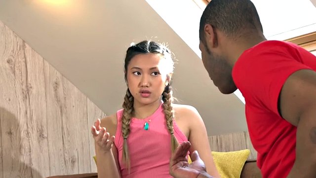 Cockhungry Asian babe pounded in hotel 3way by IR owner
