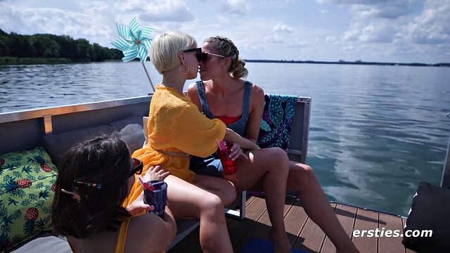 Eve Sweet and Delfine Dahlia Lead Naughty Amateurs in Outdoor Boat Party: Big Tits Bared