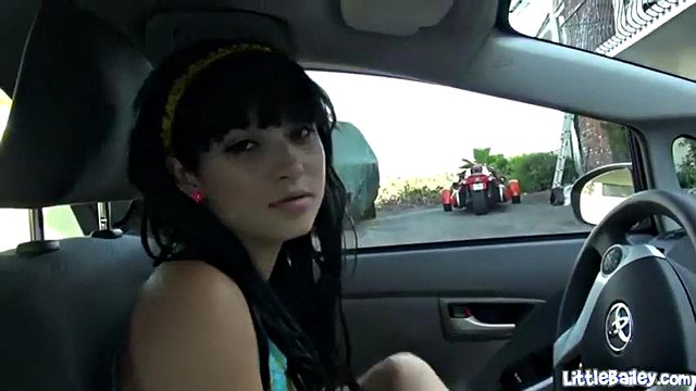 Teen slut little bailey toys her pussy in public