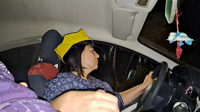 Night taxi ride with stepsister at the wheel and a surprise on two legs 4K