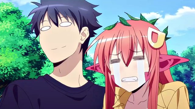slangebabe slåss med fugledame og animepuppene hennes dukker opp (Monster Girls ep2)