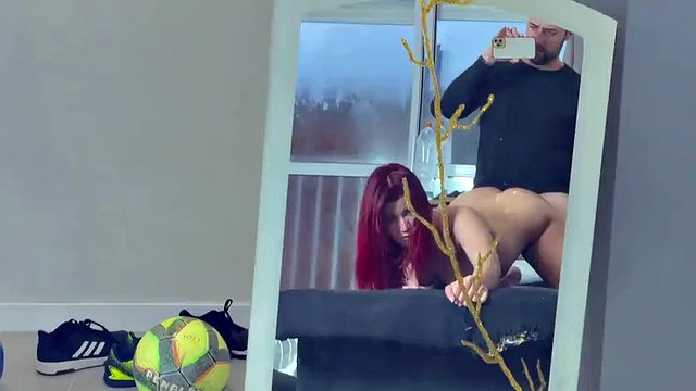 Hot stepmom almost got caught fucking big cock stepson on the living room couch moaning a lot