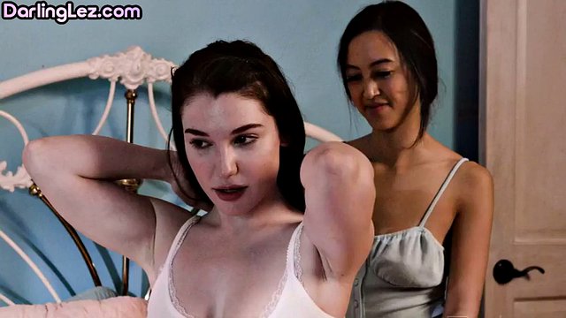 Lez bae seduces hairy lesbian slut b4 fingers her pussy