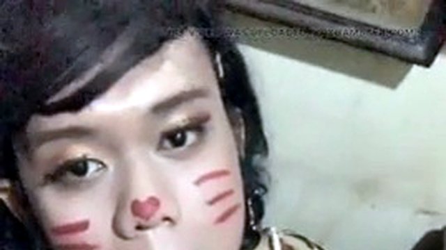 Crossdresser indo leopard sexy outfit masturbation
