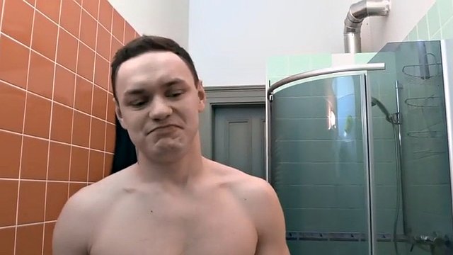 Dirty gay European fucked in the anal hole by a big white dick