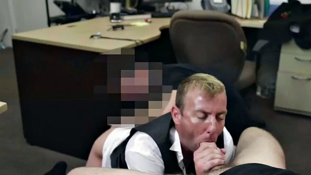 Bottom amateur in office gaypawn 3some drilled by landlords