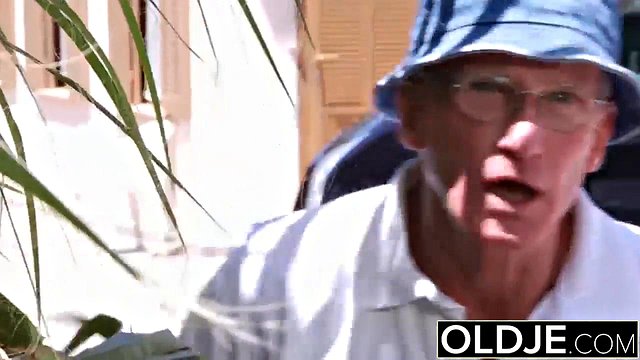 Old Man Catches Young Girlfriend Sucking His Cock Then Double Penetrates Her