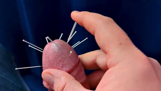 Ruined orgasm with cock impaling - extreme CBT, acupuncture needles through the head, edging and cock seduction