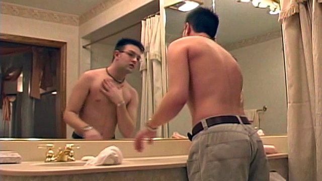 Sexy 21 year old Jeremy West is naked and enjoying a hot shower. First naked and slowly stroking his cock, the young man soon picks up the pace.