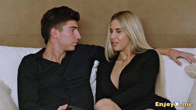 Big-Tits Horny Housewife Anastasia Brokelyn Delivers Sloppy Blowjob to Her Guest Tommy Cabrio