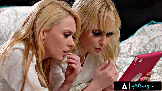 GIRLSWAY - Curious Petite Blondes Chloe Cherry & Athena Rayne Explore Lesbian Porn Site After Class