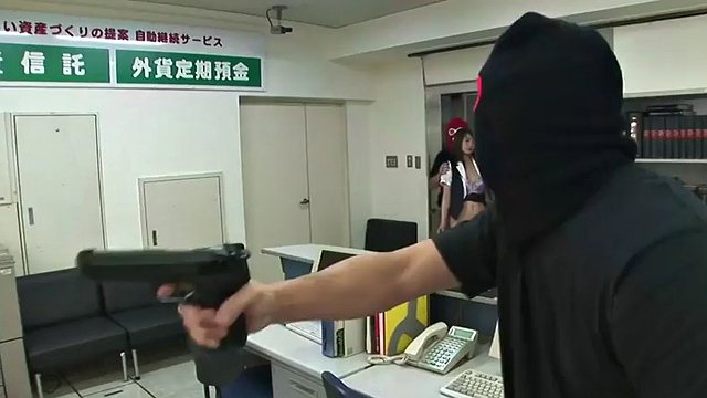 hot bank worker hina aizawa serves her hairy jap pussy for robbers