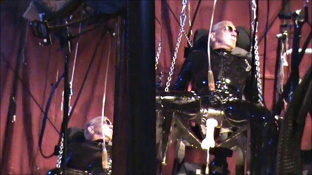 Latex Geared Suspended and Machine Fucked and Milked