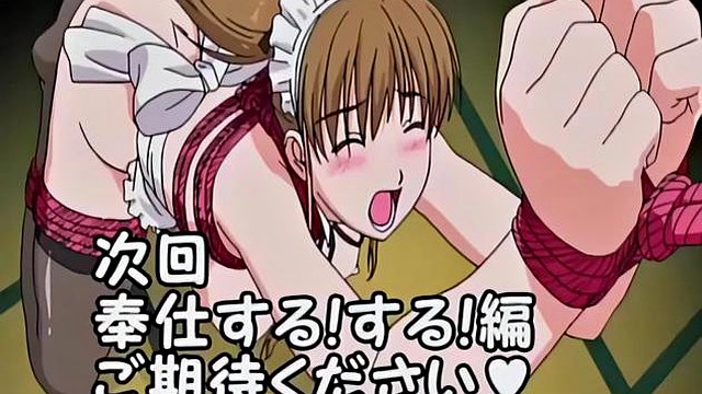 Japanese anime maid caught masturbating
