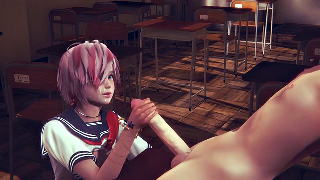 Yaoi Femboy - Handjob and fuck with Cat Femboy in the classroom